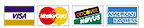 Visa, Master Card,  Discovery, American Express
