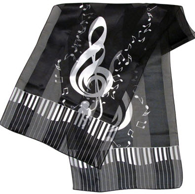 Scarf with G-Clef, Keyboard, & Notes