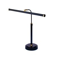 12-16" Inch LED Piano Desk Lamp with Dimmer Adjustable, Black with Brass Accents