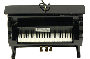 Upright Piano Christmas Ornament - Black