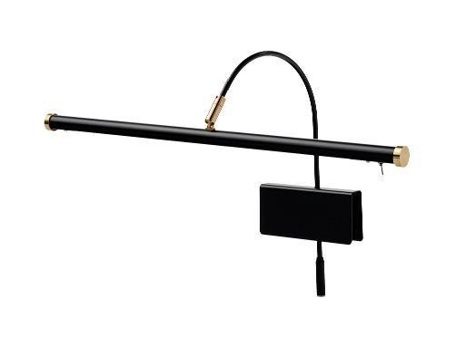 Clip-on Piano Lamp with Dimmer, 19 Inch, Adjustable, Black with Brass Accents, LED