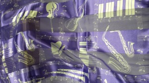 Instrument Scarf Purple with White Print
