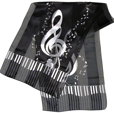 Scarf with G-Clef, Keyboard, & Notes from Piano Supplies