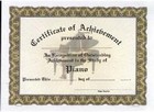 Piano Acheivement Certificate